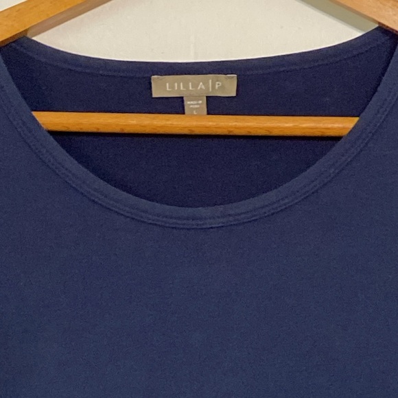 Lilla P Navy Blue Jersey Short Sleeved Midi T-shirt Style Dress size Large - Picture 2 of 11